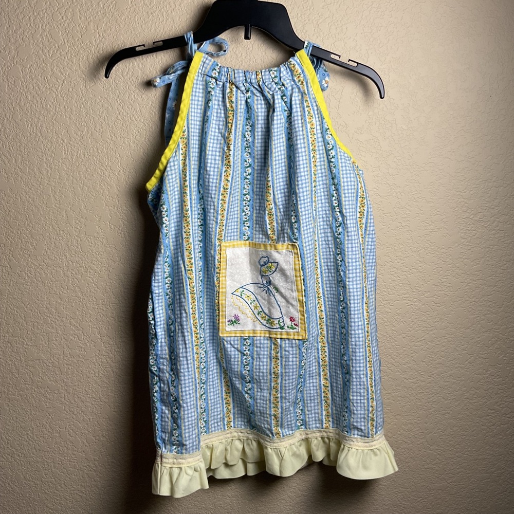 No Brand Girls Handmade Vintage Gingham Floral‎ Sunflower Casual Sundress